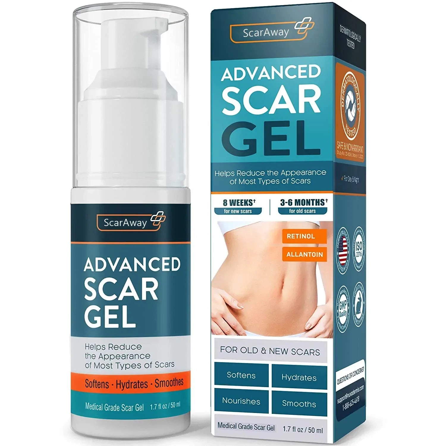 Thiccfitts™ ScarAway®100% Advanced Scar Gel—C-Section, Tummy Tuck,  Old Scars, Keloids, Stretch Marks, Burn Scars